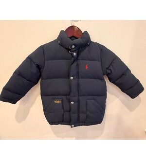 Polo Ralph Lauren Toddler Boys Down Puffer Jacket Navy Red Pony 3T Winter Coat